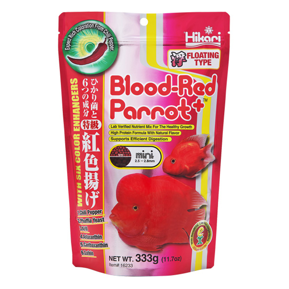 Hikari Blood-Red Parrot+ Six Color Enhancers Fish Food Mini